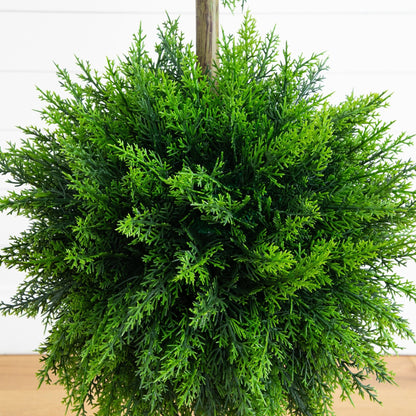 UV Resistant Artificial Cedar Double Ball Topiary