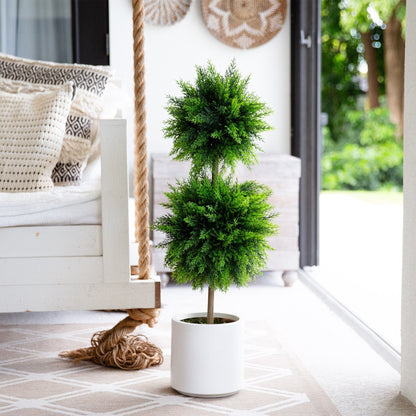 UV Resistant Artificial Cedar Double Ball Topiary