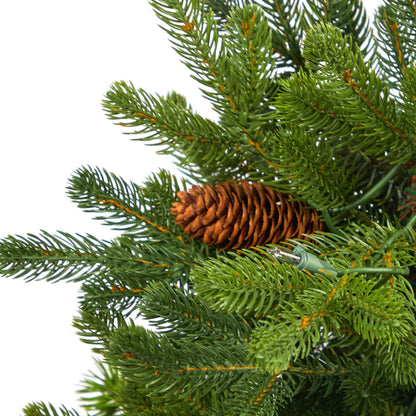 3.5' Yukon Mountain Fir artificial Christmas tree with pine cones and green needles on Tampa Home & Garden Store