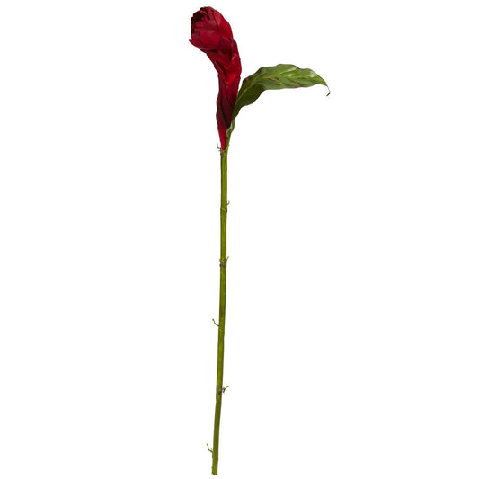 36in red ginger artificial flower stem with green leaf by Nearly Natural on Tampa Home & Garden Store