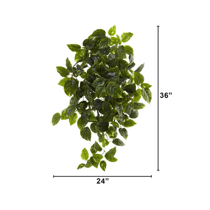 Planta Colgante Artificial de Pothos Resistente a los Rayos UV de 91 cm (Interior/Exterior) - Juego de 2