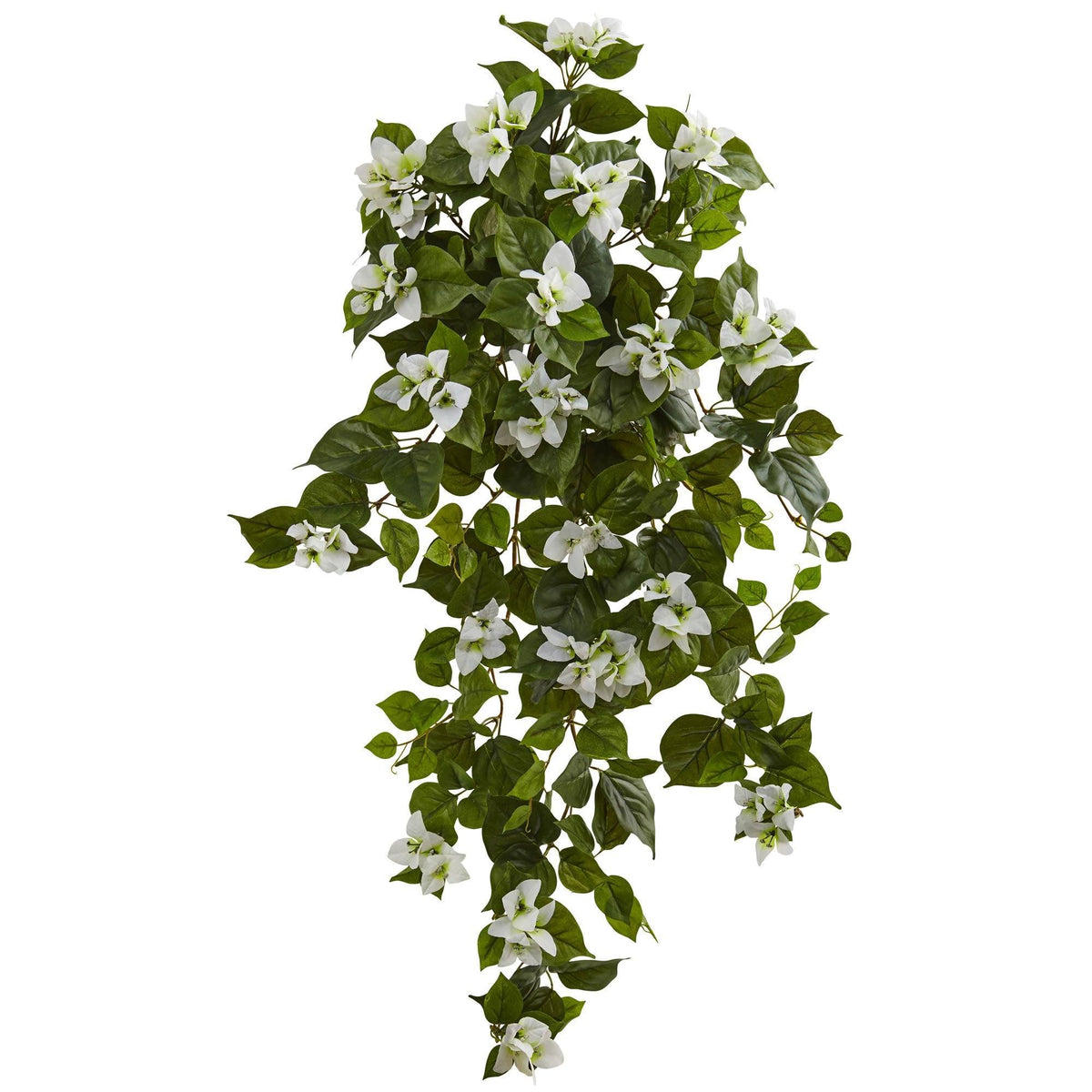 37in bougainvillea hanging artificial plant set of 2 by Nearly Natural with white blooms on Tampa Home & Garden Store