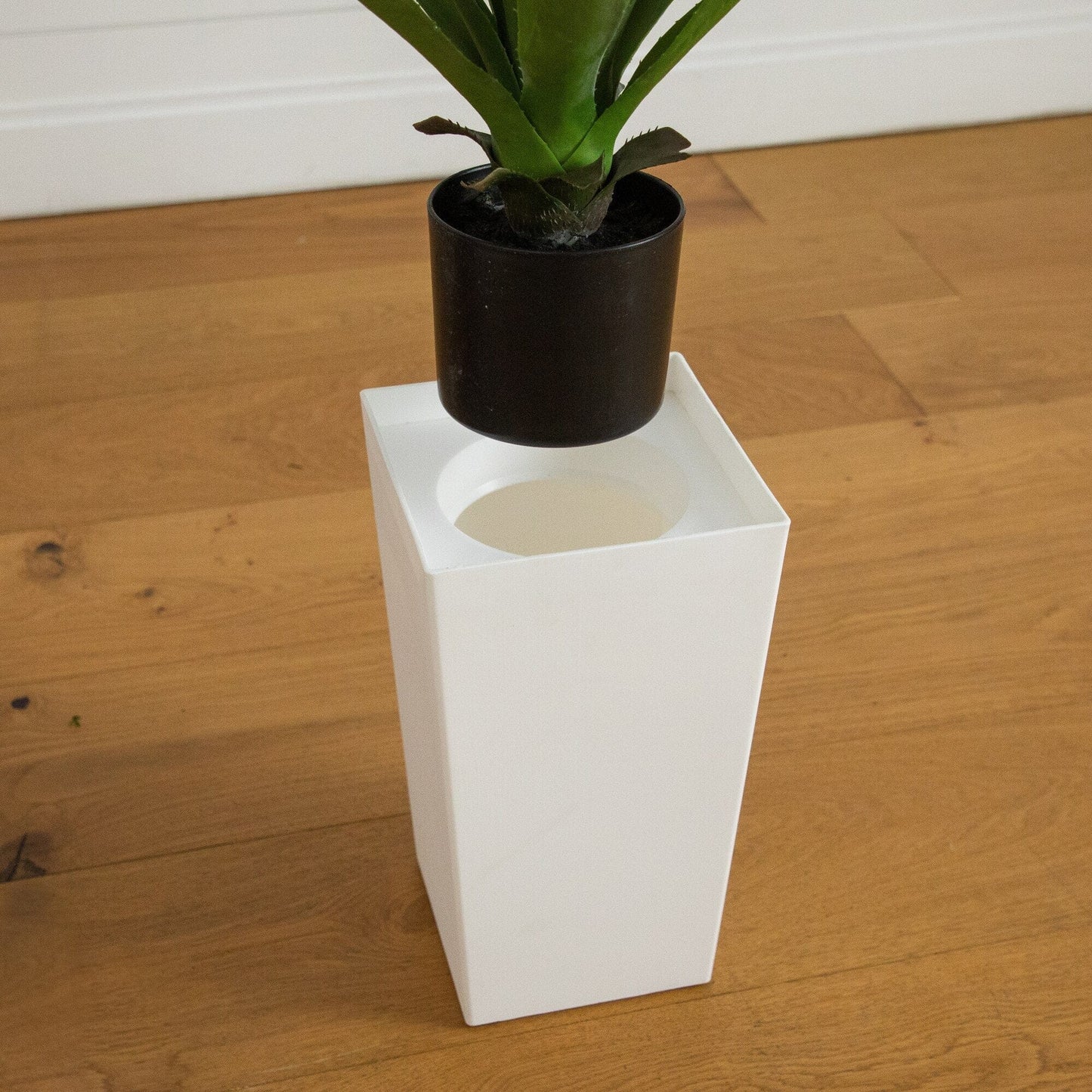 Artificial agave plant in a white tower planter, UV resistant, Nearly Natural on Tampa Home & Garden Store