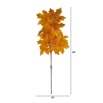 38in Autumn Maple Leaf artificial stem 6-pack with orange leaves by Nearly Natural on Tampa Home & Garden Store