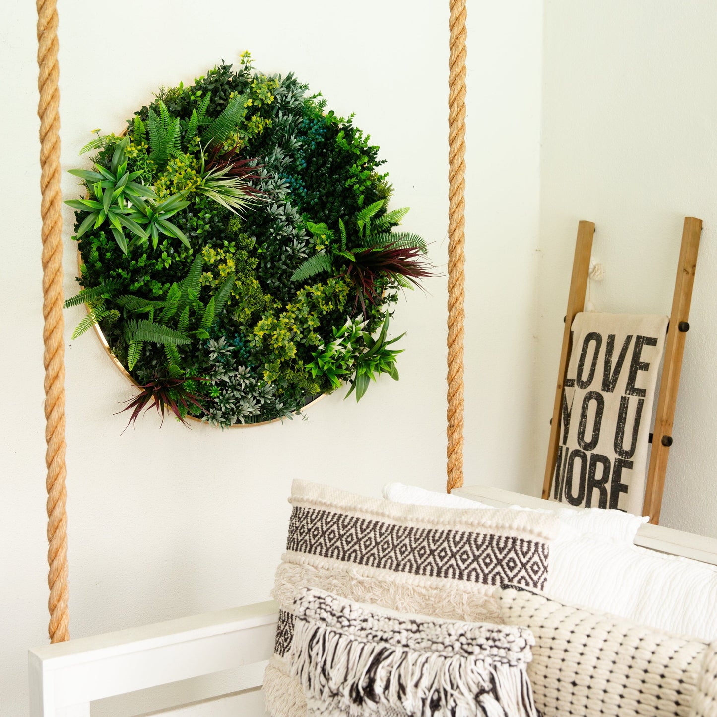 38” UV-Res Virgin Islands Artificial Living Wall Panel in Gold Aluminum Frame greenery on Tampa Home & Garden Store