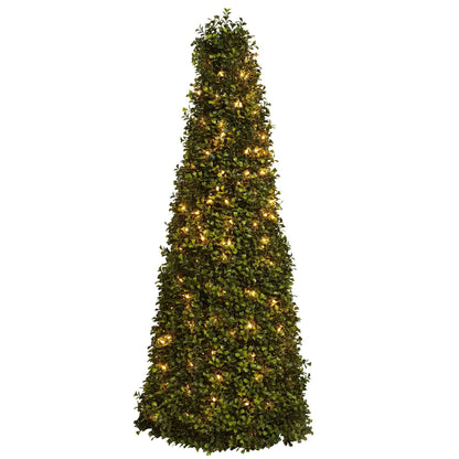 39in boxwood cone with lights, Nearly Natural, lush green foliage with warm LEDs on Tampa Home & Garden Store