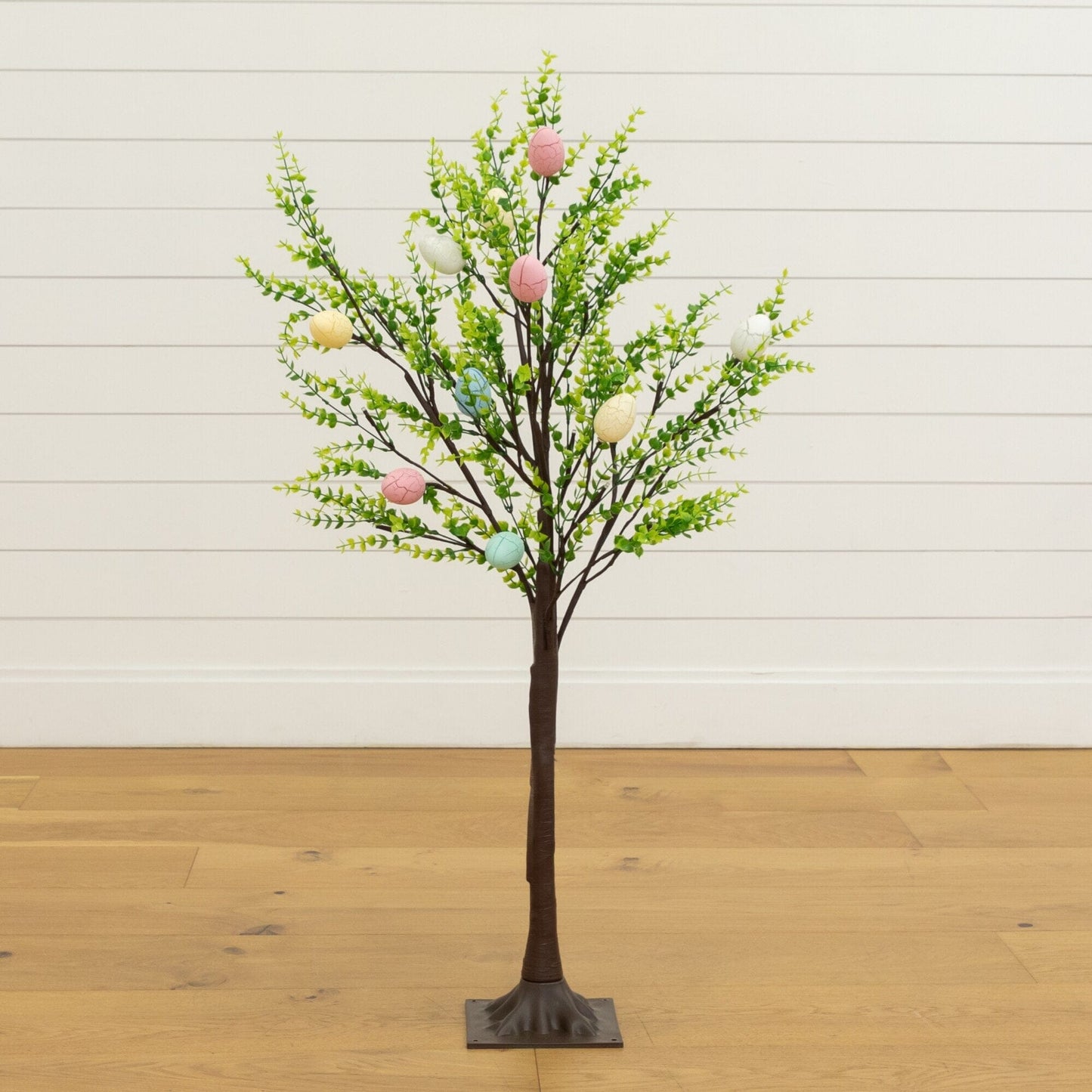 3 ft Nearly Natural pre-lit Easter egg twig tree with greens and pastel eggs, 40 warm white LEDs on Tampa Home & Garden Store
