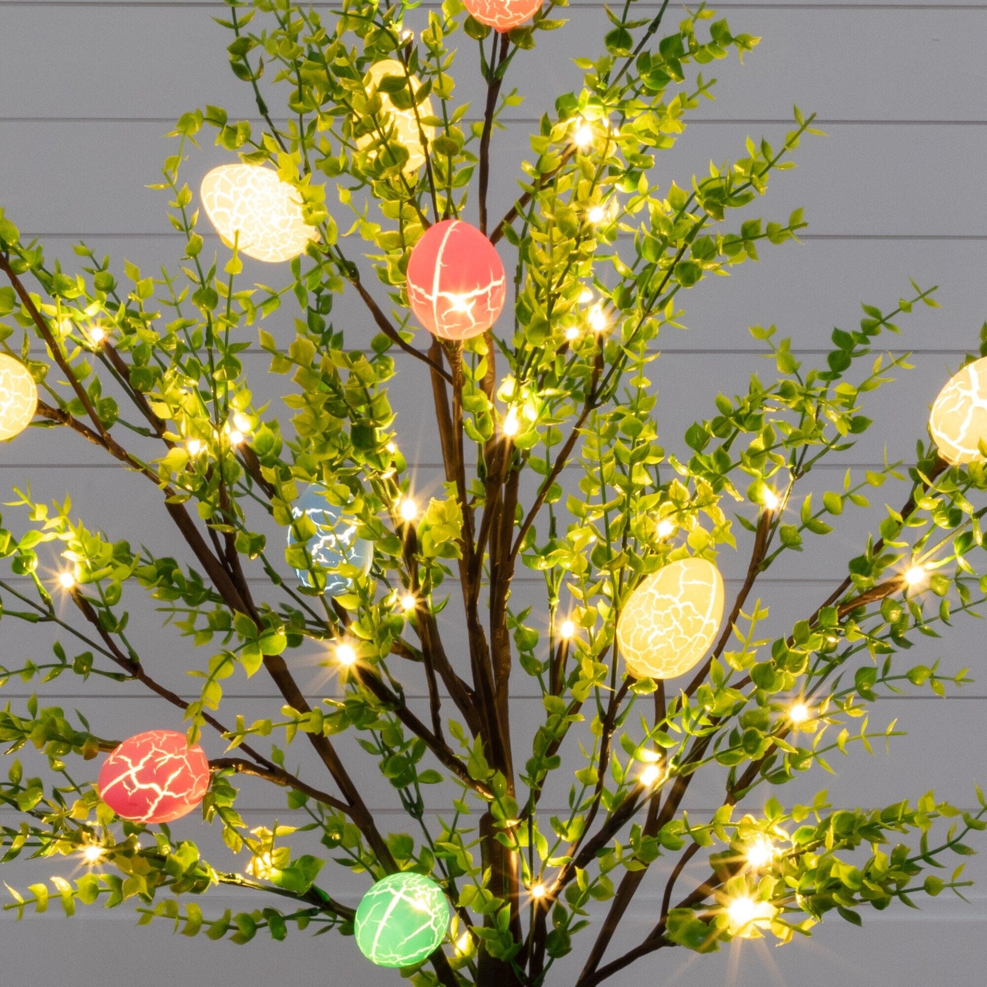 3' Pre-Lit Easter Egg Twig Tree by Nearly Natural with greens and eggs, 40 warm white LEDs on Tampa Home & Garden Store