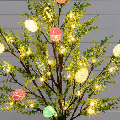 3' Pre-Lit Easter Egg Twig Tree by Nearly Natural with greens and eggs, 40 warm white LEDs on Tampa Home & Garden Store