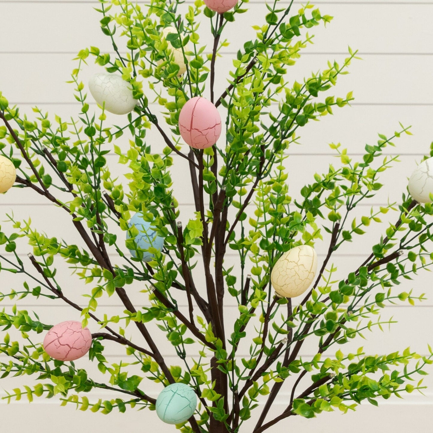 Nearly Natural 3' pre-lit Easter Egg Twig Tree with greens and pastel crackled eggs, 40 warm white LEDs on Tampa Home & Garden Store