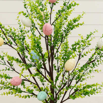 Nearly Natural 3' pre-lit Easter Egg Twig Tree with greens and pastel crackled eggs, 40 warm white LEDs on Tampa Home & Garden Store