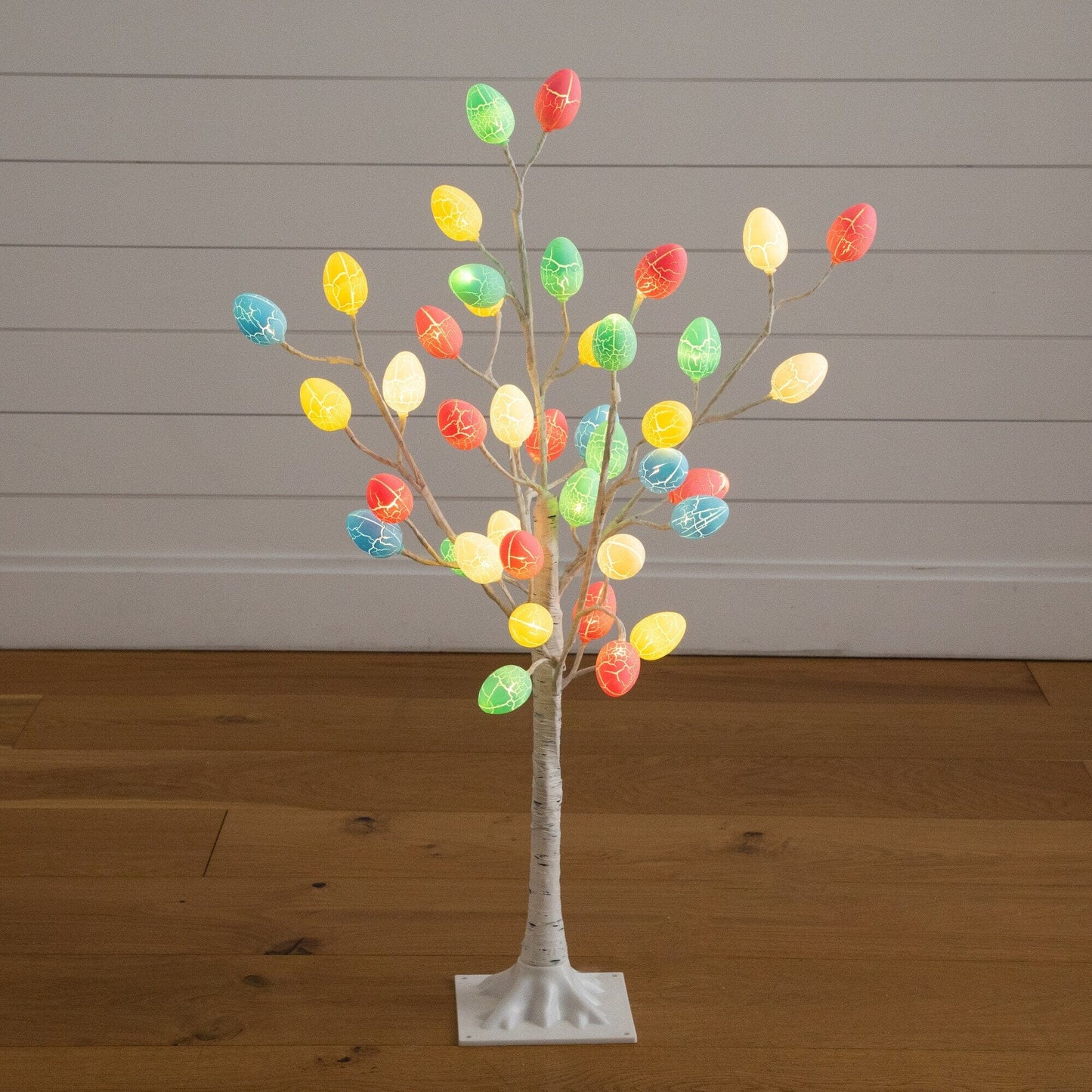 3' Nearly Natural pre-lit Easter twig tree with 40 pastel egg LED ornaments on white square base on Tampa Home & Garden Store
