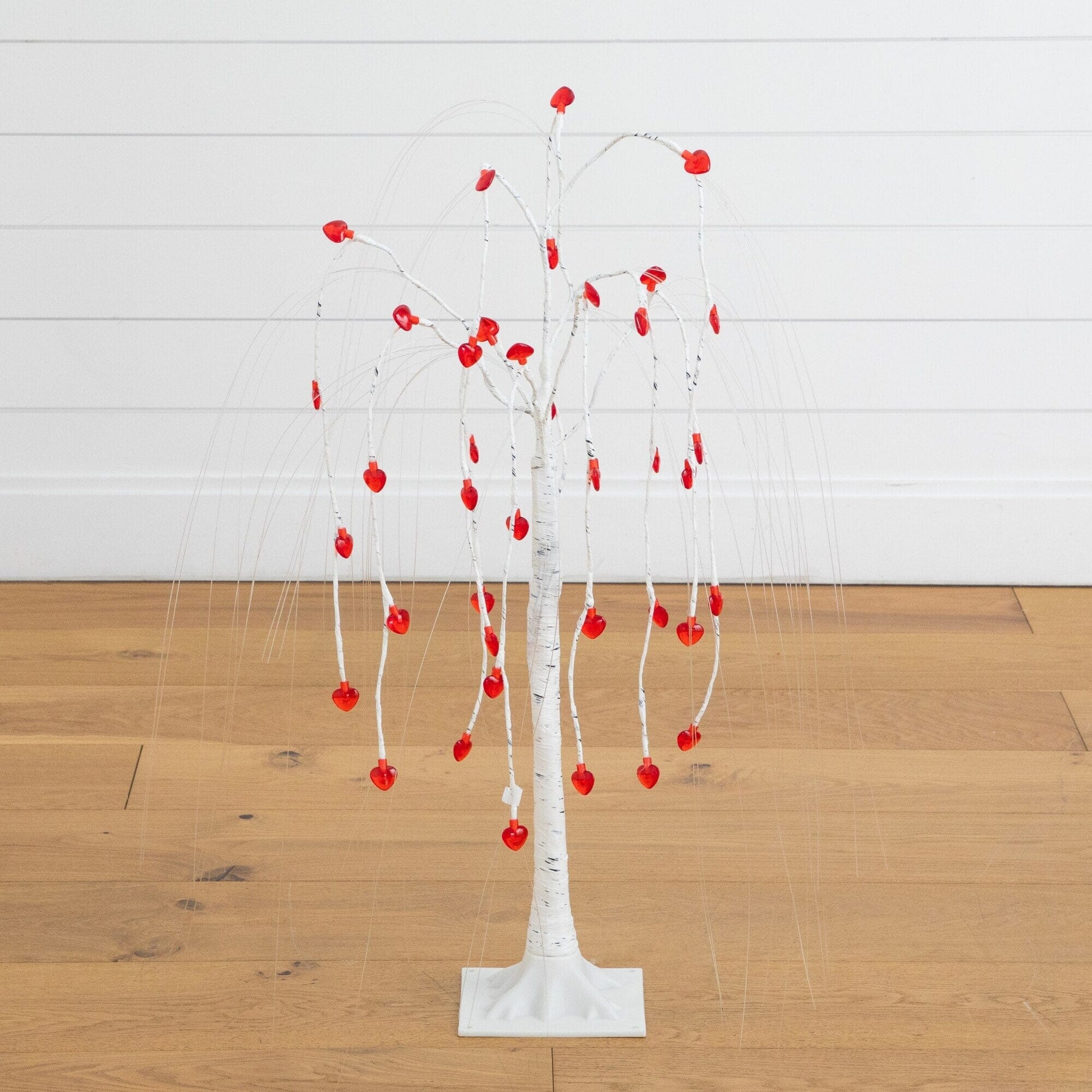 3' Valentine's Day Willow Tree by Nearly Natural with white trunk and 40 red heart LEDs on Tampa Home & Garden Store