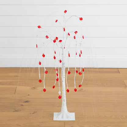 3' Valentine's Day Willow Tree by Nearly Natural with white trunk and 40 red heart LEDs on Tampa Home & Garden Store