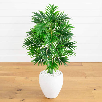 Artificial Areca Palm Tree With A White Planter