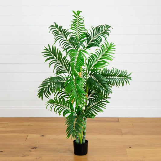 4' Areca Palm artificial silk tree by Nearly Natural in a black pot on Tampa Home & Garden Store