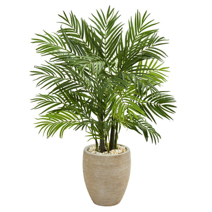 4 ft Areca Palm artificial tree in sand-colored planter by Nearly Natural on Tampa Home & Garden Store