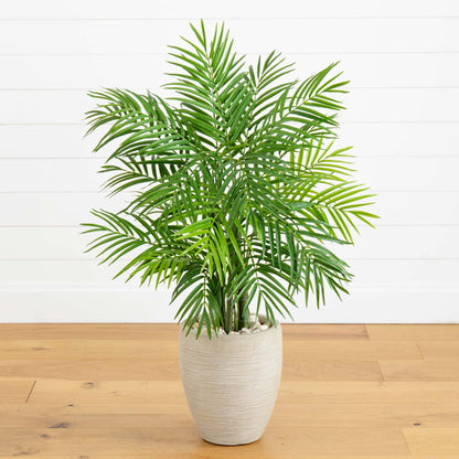 4ft Areca Palm artificial tree in sand-colored planter Nearly Natural on Tampa Home & Garden Store