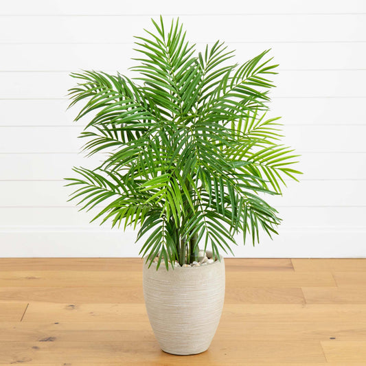 4ft Areca Palm artificial tree in sand-colored planter Nearly Natural on Tampa Home & Garden Store