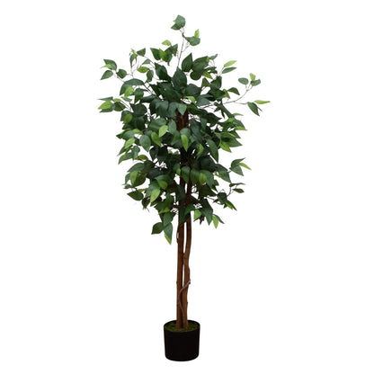 Artificial Double Trunk Ficus Tree and Full Leaves