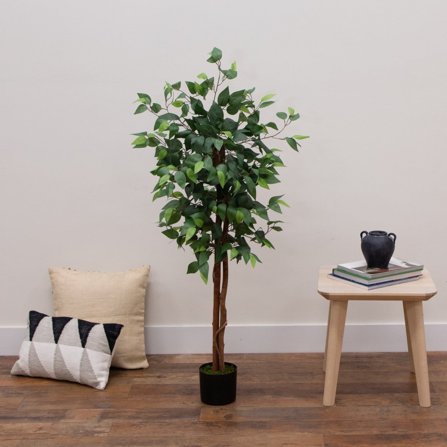 Artificial Double Trunk Ficus Tree and Full Leaves
