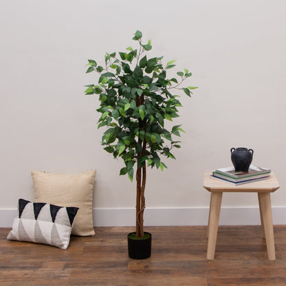 Artificial Double Trunk Ficus Tree and Full Leaves