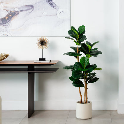 Árbol Artificial de Hoja de Violín de 1.2 m en Macetero Blanco Decorativo