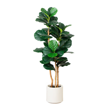 Árbol Artificial de Hoja de Violín de 1.2 m en Macetero Blanco Decorativo