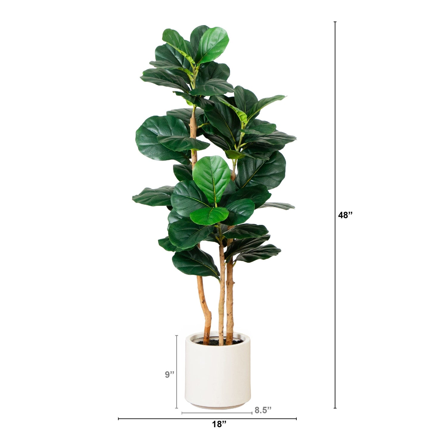 Árbol Artificial de Hoja de Violín de 1.2 m en Macetero Blanco Decorativo