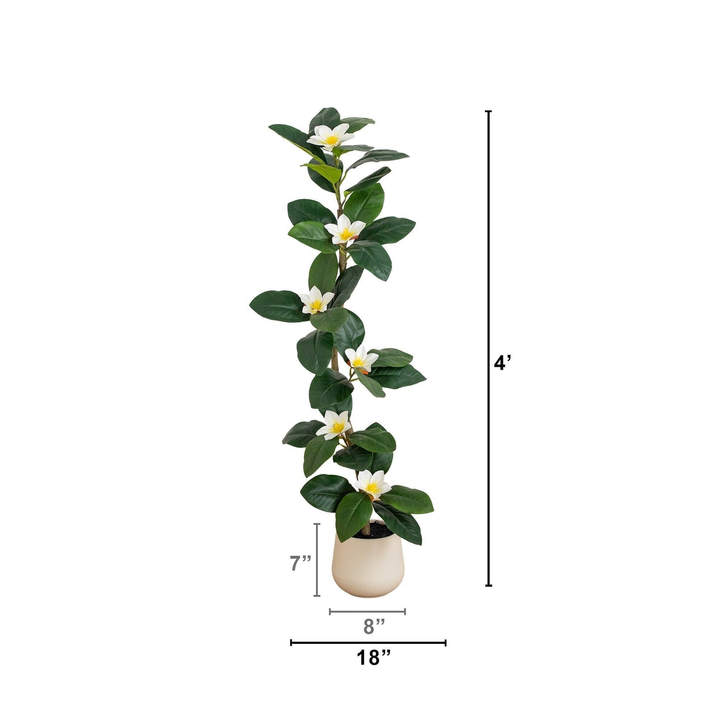 4’ Artificial Minimalist Magnolia Tree in beige planter with white blooms Nearly Natural on Tampa Home & Garden Store