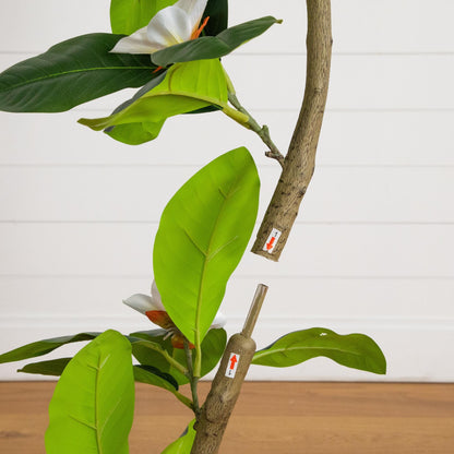 4 ft artificial minimalist magnolia tree with green leaves and white bloom on Tampa Home & Garden Store