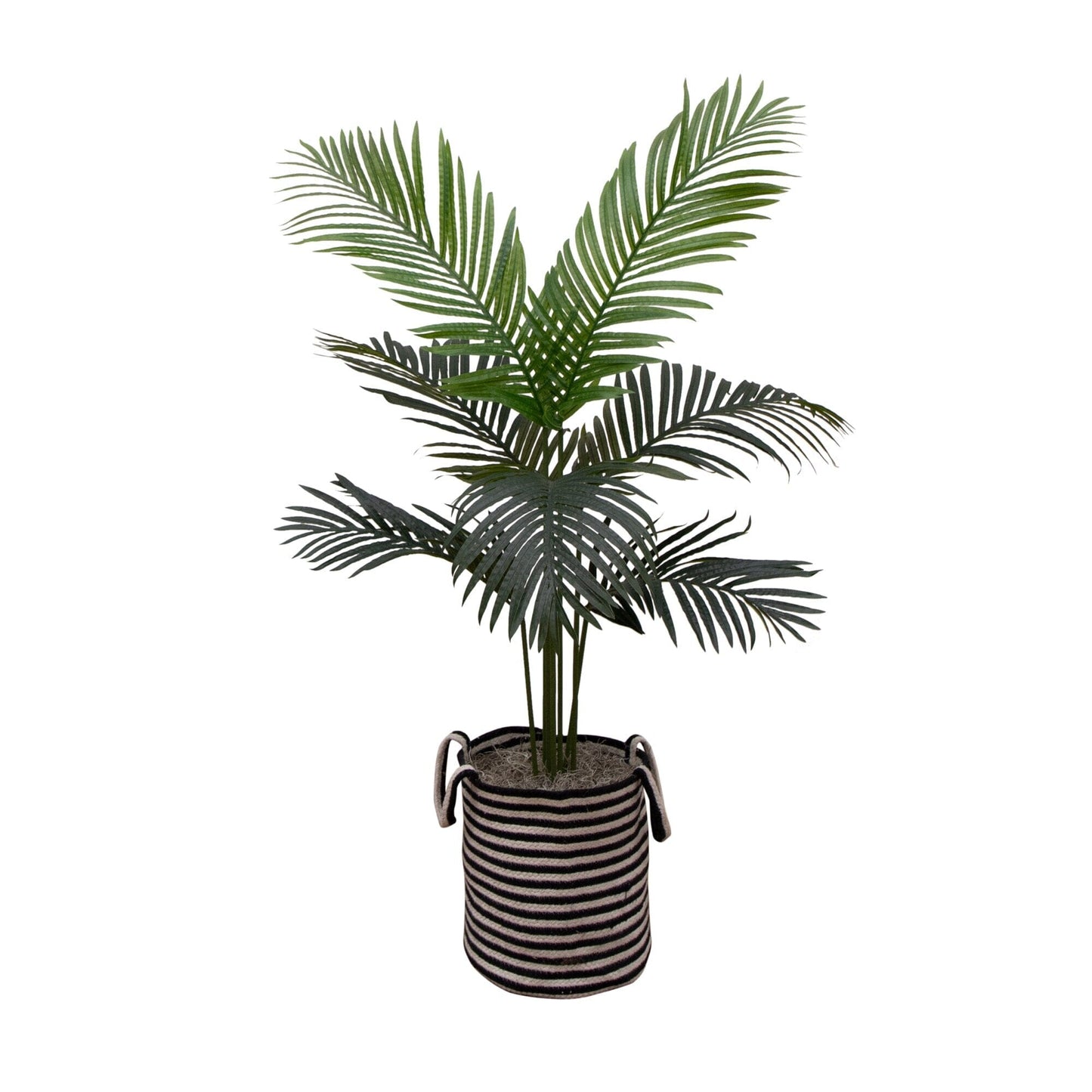 4 Ft Artificial Paradise Palm in a Striped Basket