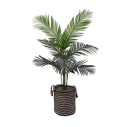 4 Ft Artificial Paradise Palm in a Striped Basket