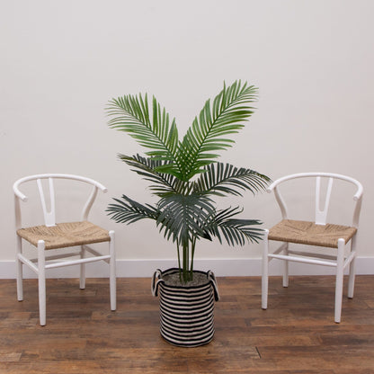 4 Ft Artificial Paradise Palm in a Striped Basket