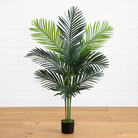 4’ Paradise Palm Tree Nearly Natural in pot with fronds indoors on Tampa Home & Garden Store