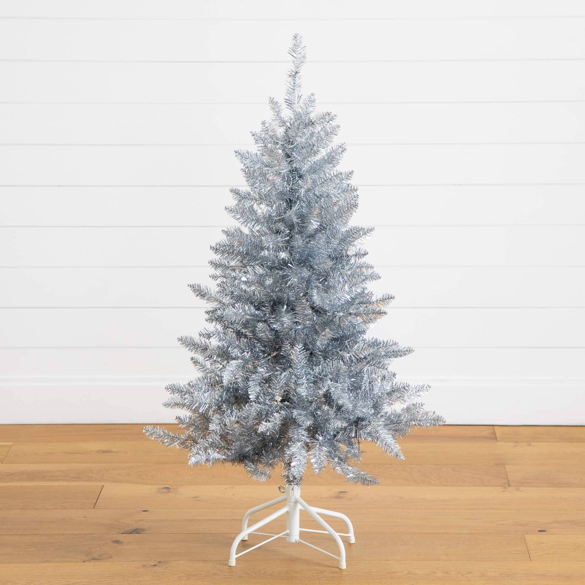 4 ft artificial silver Christmas tree by Nearly Natural with 130 cool white LED lights on Tampa Home & Garden Store