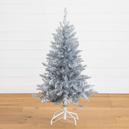 4 ft artificial silver Christmas tree by Nearly Natural with 130 cool white LED lights on Tampa Home & Garden Store
