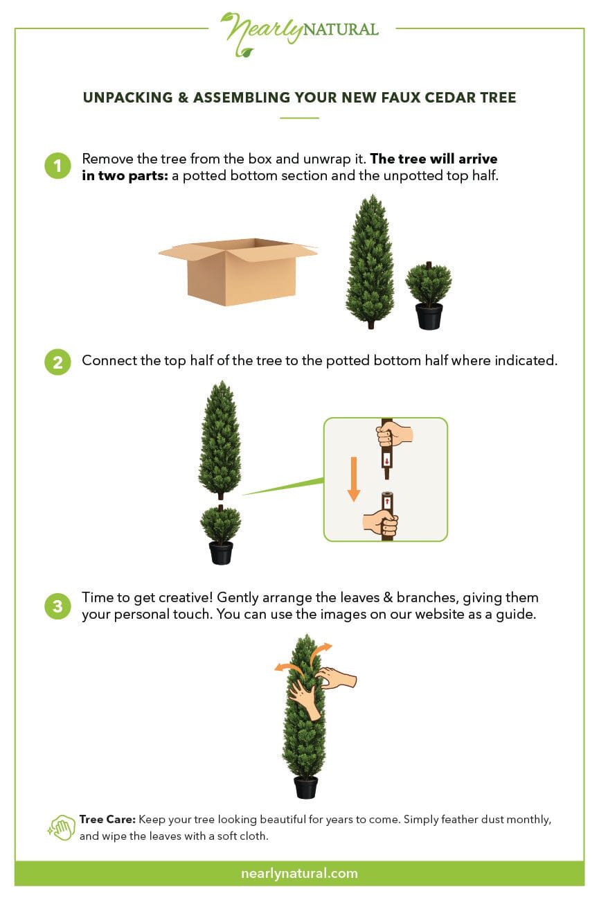 Nearly Natural 4 ft artificial topiary cedar tree set of 2, UV resistant indoor/outdoor, two-part assembly on Tampa Home & Garden Store