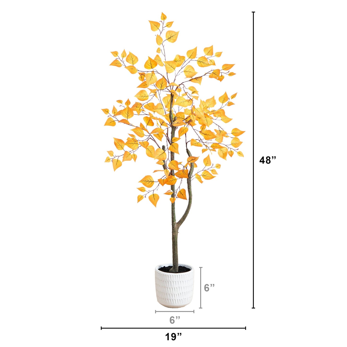 Autumn Birch Artificial Tree With White Planter