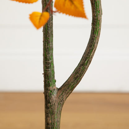 Autumn Birch Artificial Tree With White Planter