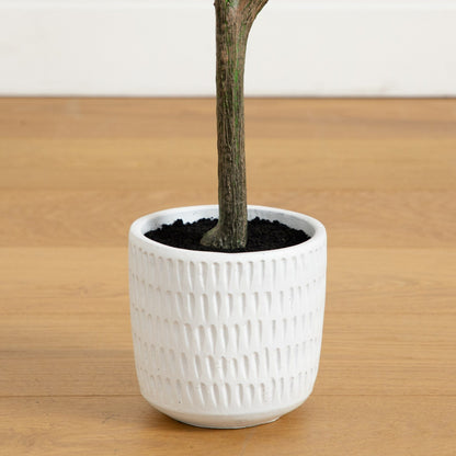 Autumn Birch Artificial Tree With White Planter