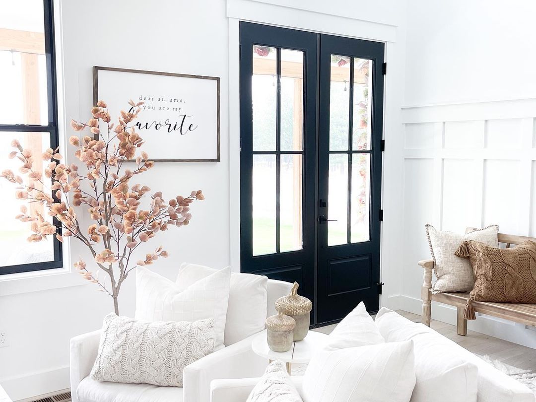 4’ Autumn Eucalyptus artificial tree Nearly Natural in a bright room with pink leaves beside white seating on Tampa Home & Garden Store