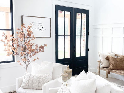 4’ Autumn Eucalyptus artificial tree Nearly Natural in a bright room with pink leaves beside white seating on Tampa Home & Garden Store