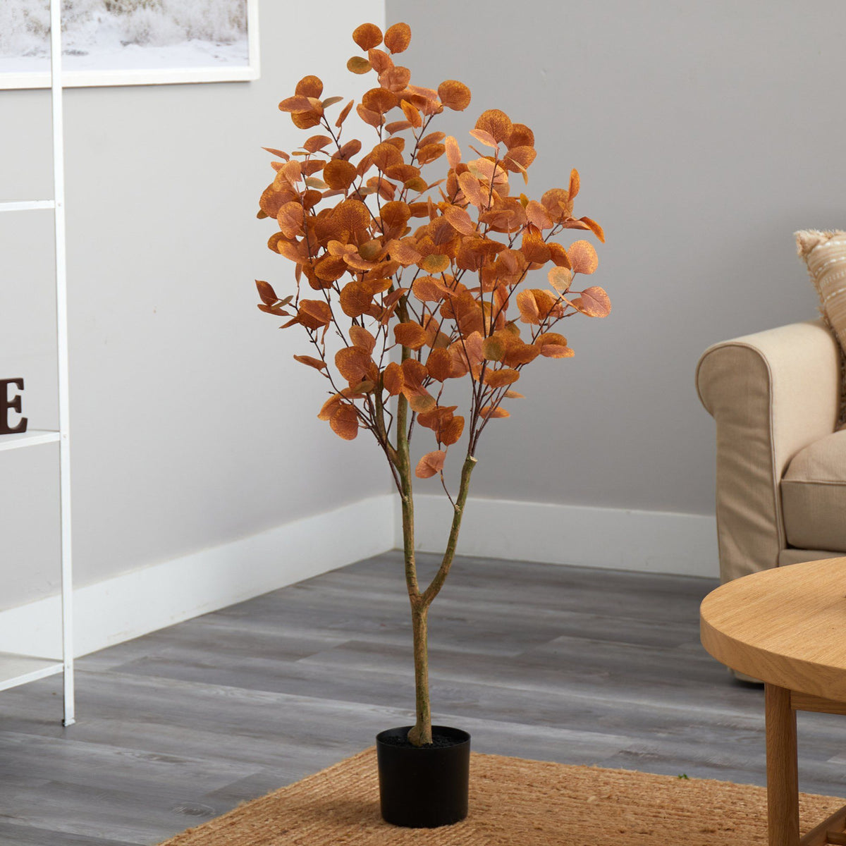 4’ Autumn Eucalyptus Artificial Tree by Nearly Natural in black pot on Tampa Home & Garden Store