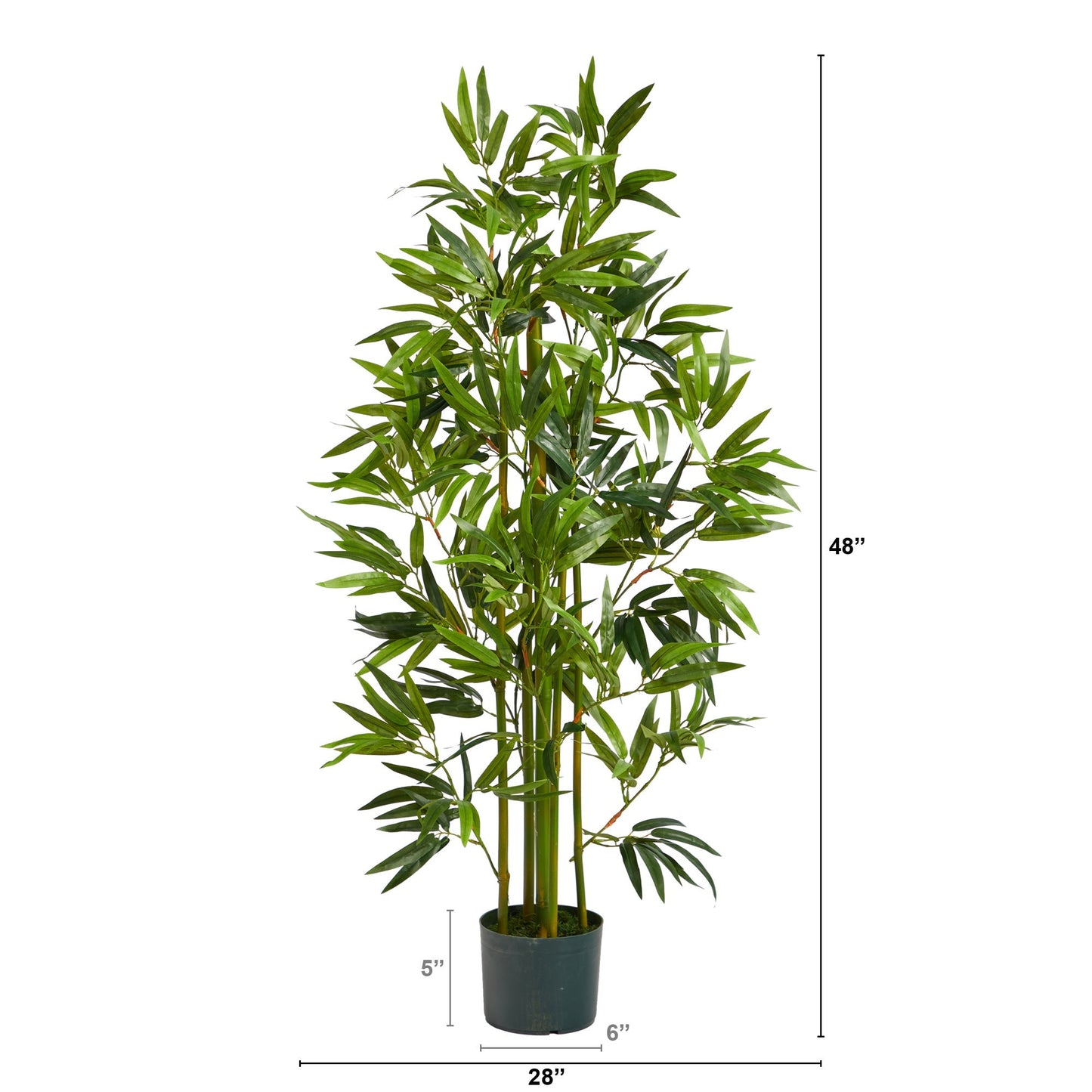 Nearly Natural 4' Bamboo Artificial Tree with green leaves in a dark pot on Tampa Home & Garden Store