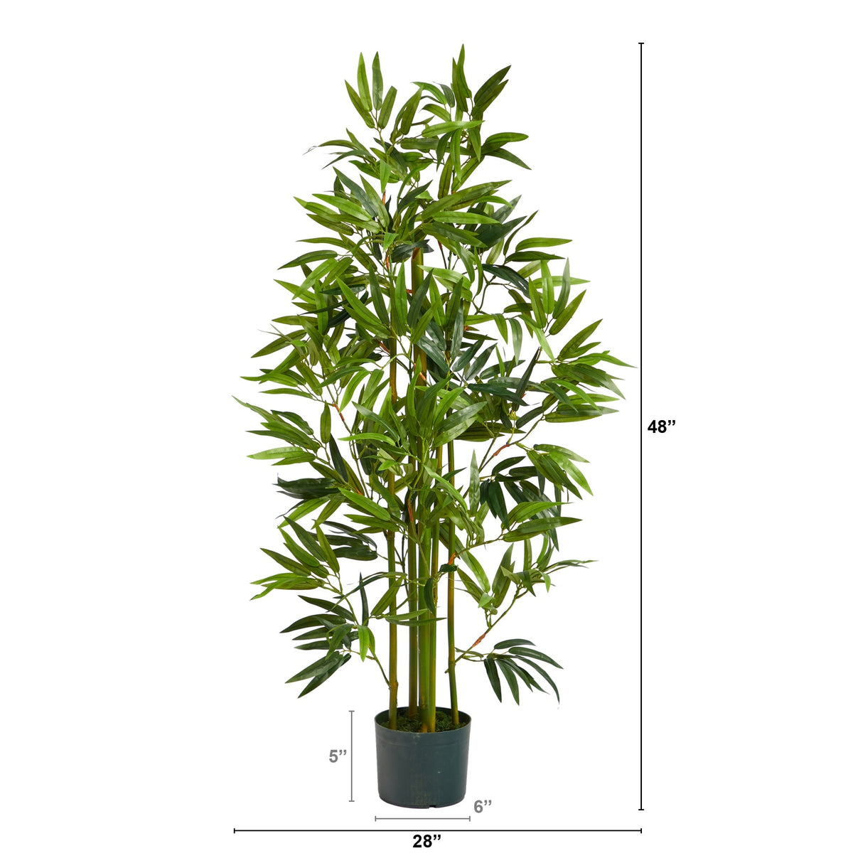 Nearly Natural 4' Bamboo Artificial Tree with green leaves in a dark pot on Tampa Home & Garden Store