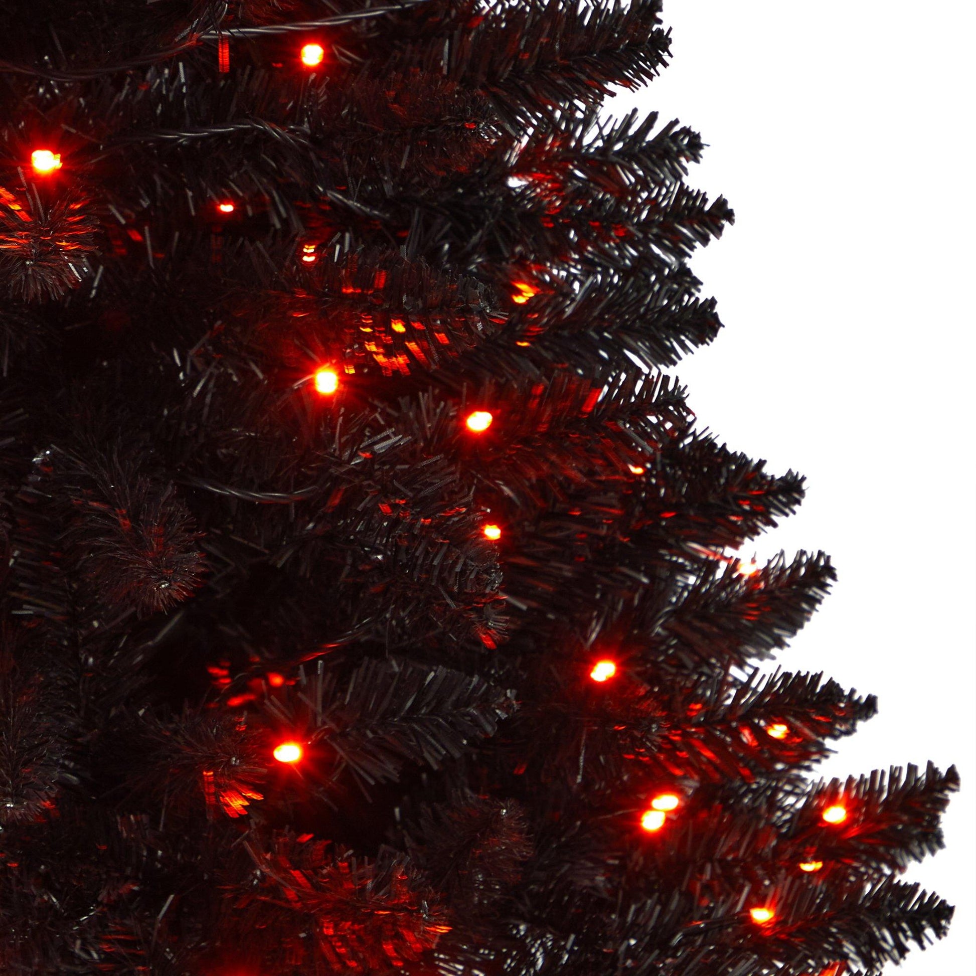 4 ft black Halloween artificial Christmas tree branches with orange LED lights, Nearly Natural on Tampa Home & Garden Store