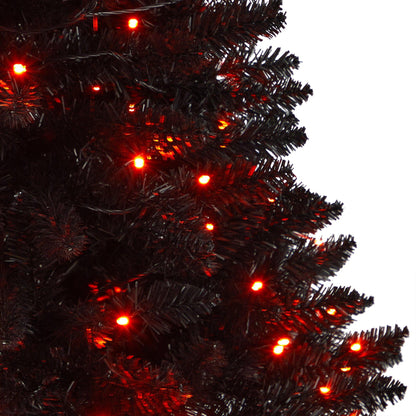 4 ft black Halloween artificial Christmas tree branches with orange LED lights, Nearly Natural on Tampa Home & Garden Store