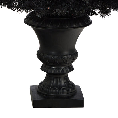 4 ft black Halloween artificial Christmas tree in urn base with 100 orange LED lights on Tampa Home & Garden Store
