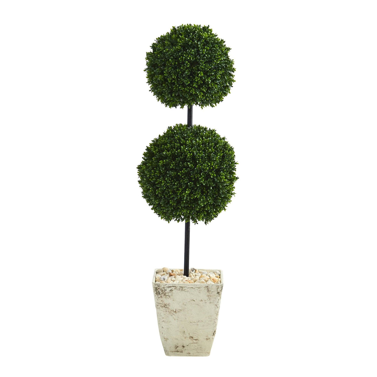 4ft boxwood double-ball topiary Nearly Natural in white planter on Tampa Home & Garden Store